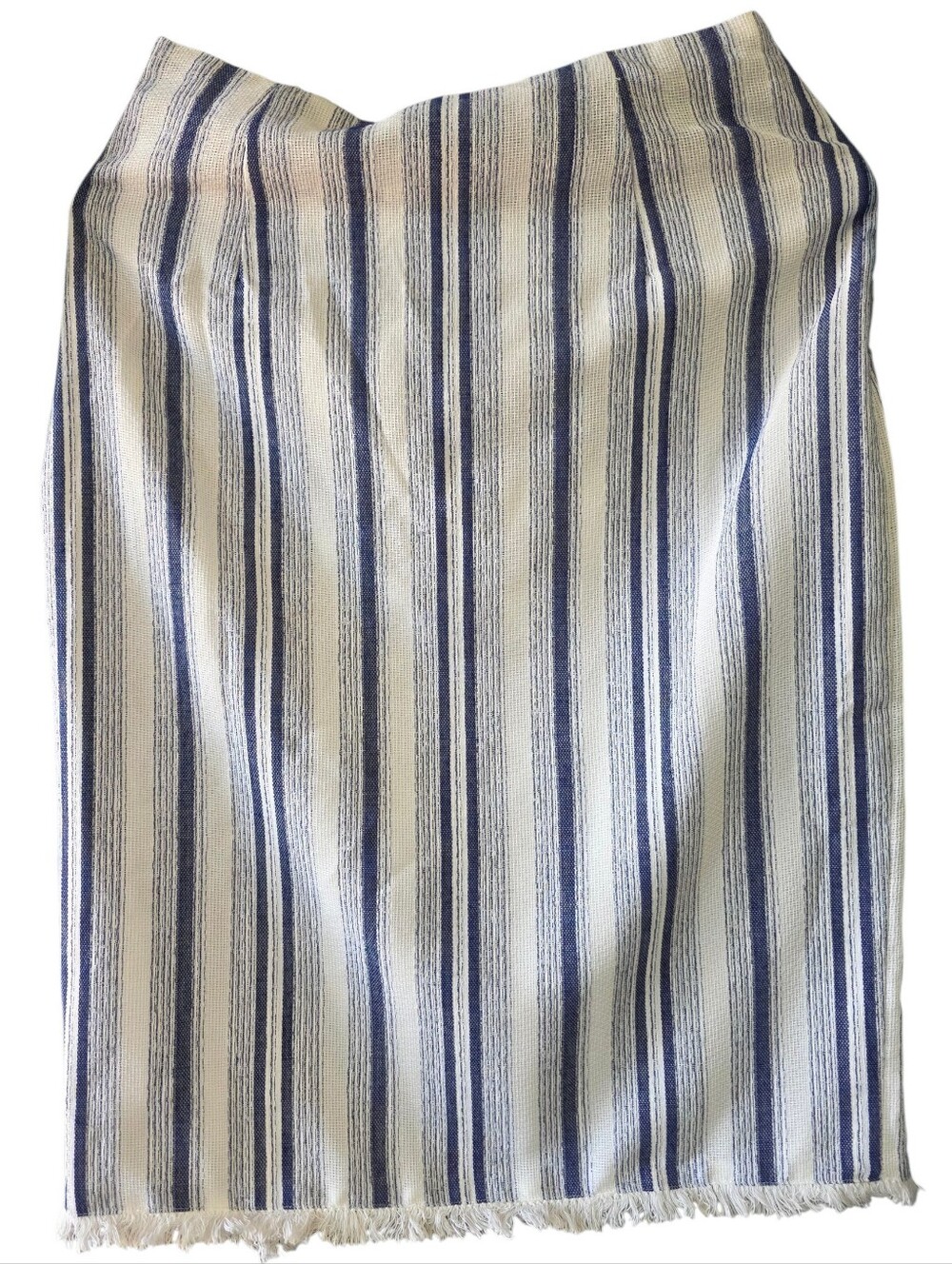 Moon River Blue and White Striped Asymmetrical Skirt w/Fringe Size Small - Picture 4 of 9